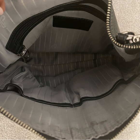 COLE HAAN Front Dual Pockets Black Leather Shoulder Hobo Bag - Picture 9 of 10